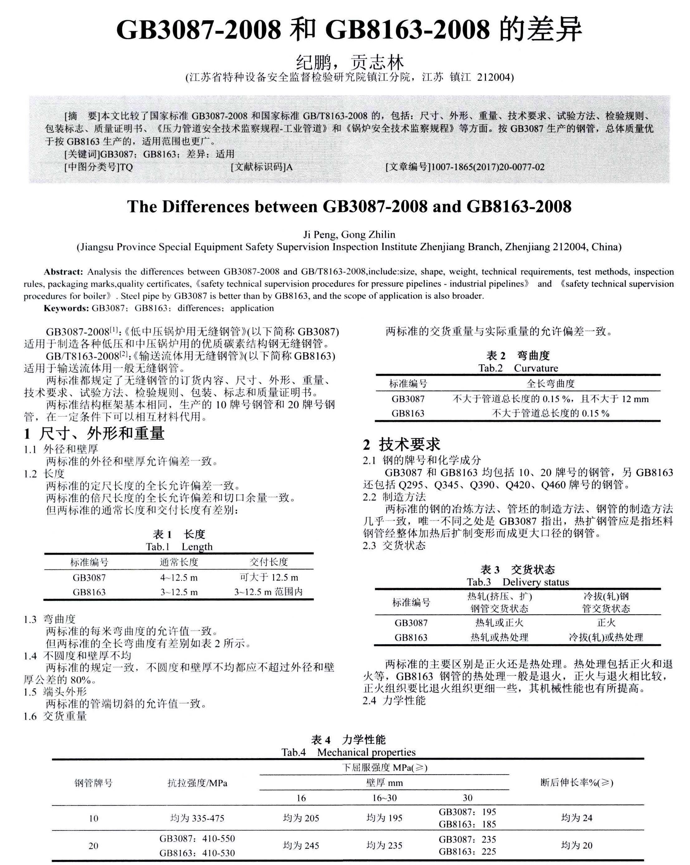 GB/T8163-2008 输送流体用无缝钢管(图4) GB3087和GB/T8163的差异比较分析